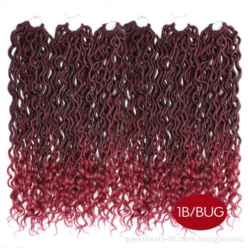 Dreadlocks Braids 24strands 18"75g Deep Wave Curly Ends Crochet Hair Braids Wavy Goddess Locs Synthetic Braiding Faux locs Hair